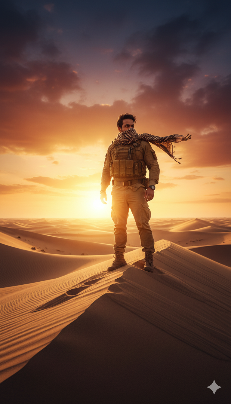 Desert Gear Wearing Young Man